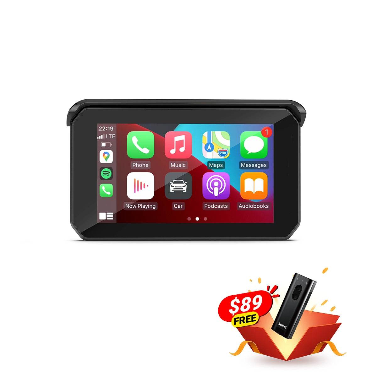 C5 Pro 5" फ्रंट और रियर कैमरों के साथ मोटरसाइकिल कारप्ले