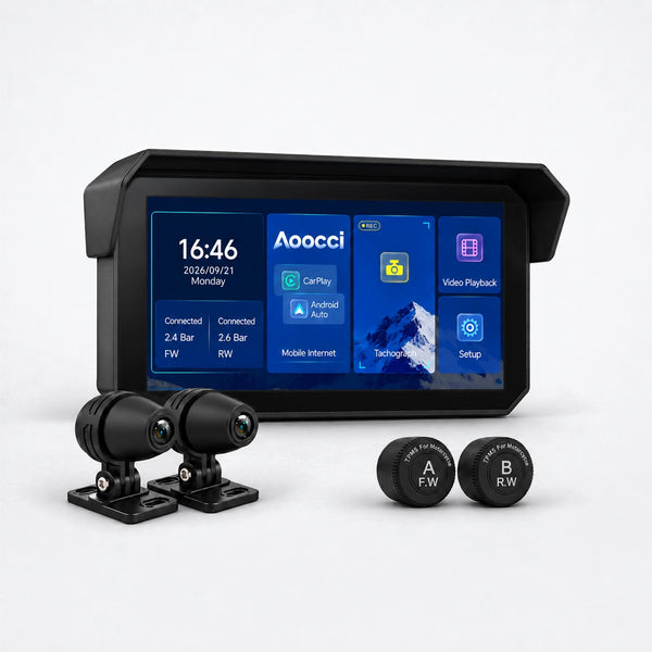 C9 Pro Max Motorcycle Front and Rear Camera, Wireless CarPlay Supported 